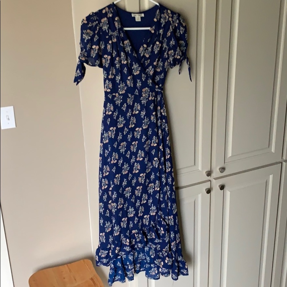 Midi high low floral wrap dress